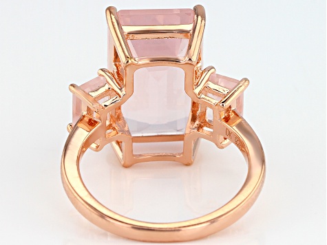 Pink rose quartz 18k rose gold over silver ring - MHH040 | JTV