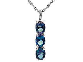 Blue petalite rhodium over sterling silver pendant with chain 2.44ctw