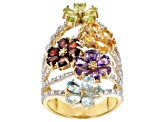 Multi-Gemstone 18k Yellow Gold Over Sterling Silver Ring 5.36ctw