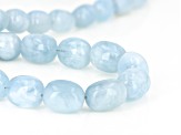 Blue aquamarine bead rhodium over silver necklace