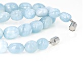 Blue aquamarine bead rhodium over silver necklace