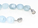 Blue aquamarine bead rhodium over silver bracelet