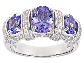 Blue tanzanite rhodium over sterling silver ring 2.44ctw