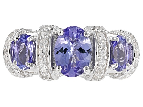 Blue tanzanite rhodium over sterling silver ring 2.44ctw