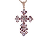 Pink color shift garnet 18k rose gold over silver pendant with chain 4.98ctw