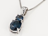 Teal chromium kyanite rhodium over silver pendant with chain 2.50ctw