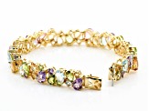 Multi-color gemstone 18k yellow gold over silver bracelet 24.27ctw