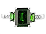 Green chrome diopside rhodium over silver ring 2.21ctw