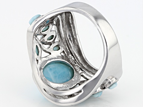 Blue larimar rhodium over silver band ring - MHH246 | JTV
