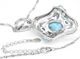 Blue larimar rhodium over silver enhancer/pendant with chain