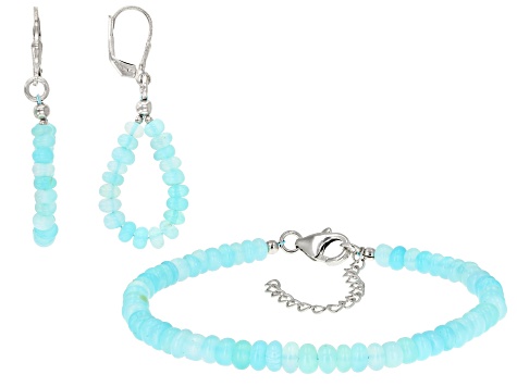 Blue opal sterling silver bracelet and 