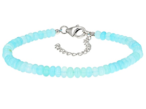 Buy Silver Supple Bracelet with Aqua Blue Stones Online in India