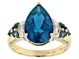 London Blue Topaz And Diamond 10k Yellow Gold Ring 5.72ctw - MJC020 ...