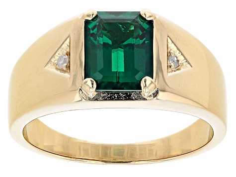 Green Lab Created Emerald 18k Yellow Gold Over Sterling Silver Ring 1.94ctw