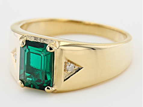 Green Lab Created Emerald 18k Yellow Gold Over Sterling Silver Ring 1.94ctw