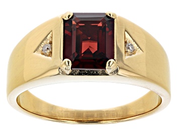 Picture of Red Vermelho Garnet™ 18k Yellow Gold Over Sterling Silver Men's Ring 2.33ctw