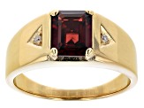 Red Vermelho Garnet™ 18k Yellow Gold Over Sterling Silver Men's Ring 2.33ctw