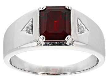Picture of Red Garnet Platinum Over Sterling Silver Men's Ring 2.33ctw