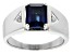 Blue Lab Created Sapphire Platinum Over Sterling Silver Men's Ring 1.73ctw