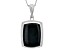Green Bloodstone Rhodium Over Sterling Silver Men's Pendant With Chain