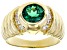 Green Lab Created Emerald 18k Yellow Gold Over Sterling Silver Men's Ring 1.49ctw