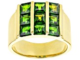 Green Chrome Diopside 18k Yellow Gold Over Sterling Silver Men's Ring 2.89ctw