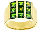 Green Chrome Diopside 18k Yellow Gold Over Sterling Silver Men's Ring 2.89ctw