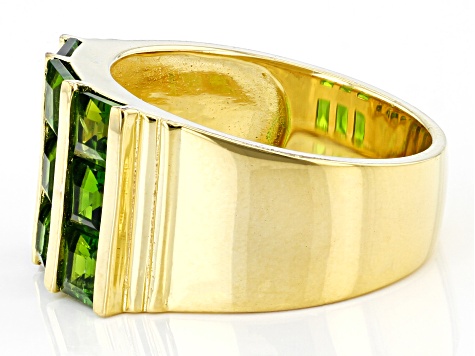 Green Chrome Diopside 18k Yellow Gold Over Sterling Silver Men's Ring 2.89ctw