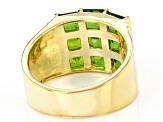 Green Chrome Diopside 18k Yellow Gold Over Sterling Silver Men's Ring 2.89ctw