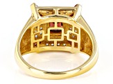 Red Garnet 18k Yellow Gold Over Sterling Silver Men's Ring 3.89ctw