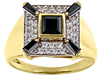 Picture of Black Spinel 18k Yellow Gold Over Sterling Silver Men's Ring 2.59ctw