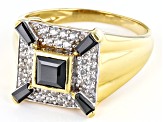 Black Spinel 18k Yellow Gold Over Sterling Silver Men's Ring 2.59ctw