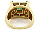 Green Onyx 18k Gold Over Sterling Silver Men's Ring .54ctw