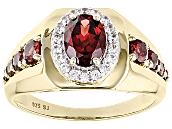 Picture of Red Garnet 18k Yellow Gold Over Sterling Silver Men's Ring 2.28ctw