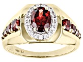 Red Garnet 18k Yellow Gold Over Sterling Silver Men's Ring 2.28ctw