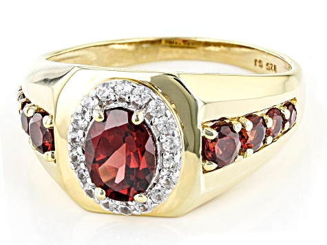 Red Garnet 18k Yellow Gold Over Sterling Silver Men's Ring 2.28ctw
