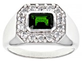 Chrome Diopside Rhodium Over Sterling Silver Men's Ring 1.60ctw