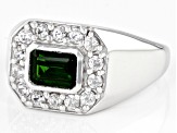 Chrome Diopside Rhodium Over Sterling Silver Men's Ring 1.60ctw