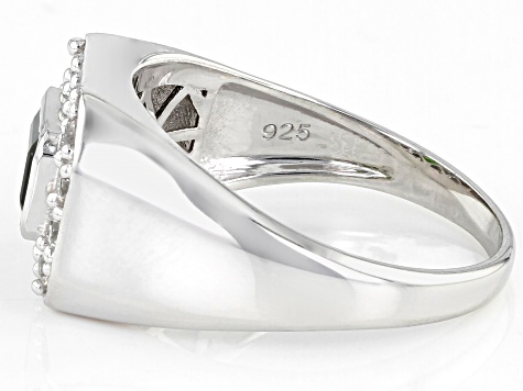 Chrome Diopside Rhodium Over Sterling Silver Men's Ring 1.60ctw
