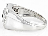 Chrome Diopside Rhodium Over Sterling Silver Men's Ring 1.60ctw