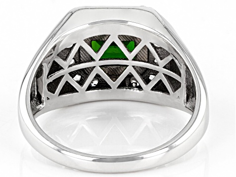 Chrome Diopside Rhodium Over Sterling Silver Men's Ring 1.60ctw