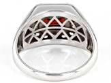 Red Vermelho Garnet(TM) Rhodium Over Sterling Silver Men's Ring 2.46ctw