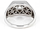 Aquamarine Rhodium Over Sterling Silver Men's Ring 2.14ctw