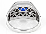 Blue Lab Created Spinel Rhodium Over Sterling Silver Men's Ring 2.54ctw
