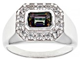 Green Mystic Topaz® Rhodium Over Sterling Silver Men's Ring 1.88ctw
