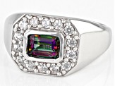 Green Mystic Topaz® Rhodium Over Sterling Silver Men's Ring 1.88ctw