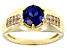 Blue Lab Created Sapphire 18k Yellow Gold Over Sterling Silver Men's Ring 2.40ctw