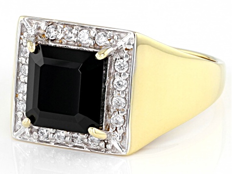 Black Spinel 18k Yellow Gold Over Sterling Silver Men's Ring 3.75ctw ...