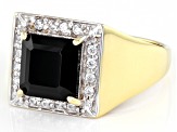 Black Spinel 18k Yellow Gold Over Sterling Silver Men's Ring 3.75ctw