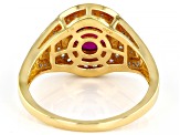 Red Lab Created Ruby 18k Yellow Gold Over Sterling Silver Men's Ring 2.83ctw